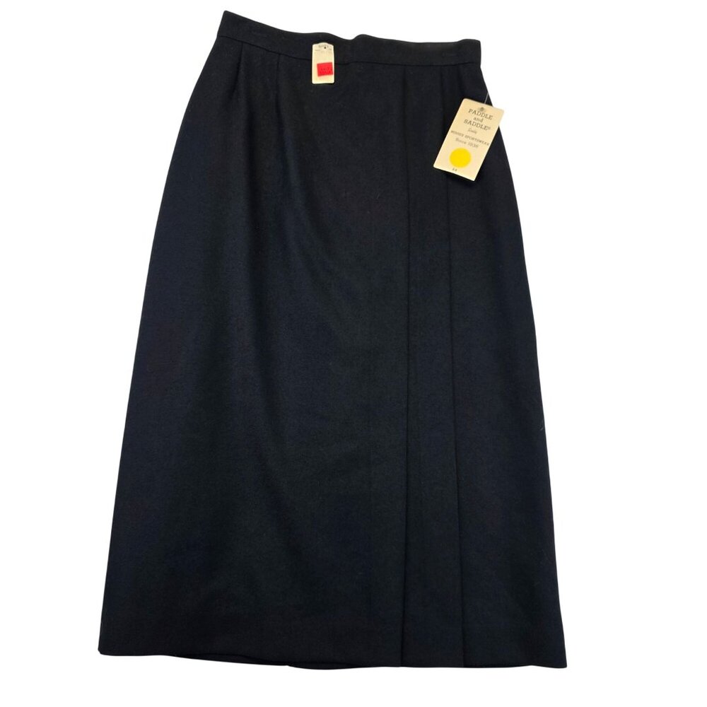 Vintage Paddle Saddle Wool Blend Skirt Sz 5-6 Black Deadstock Old Money Heritage